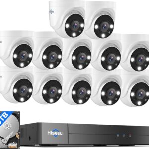 Hiseeu 16 Channel 3K Wired Security Camera System with Smart Dual Light