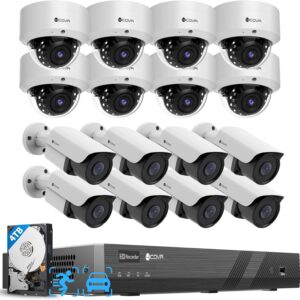 4COVR PoE 16 Camera Security System for Business, AI Human Vehicle Detection