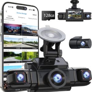 360 View 4 Channel Dash Cam Front and Rear Left Right Inside Camera